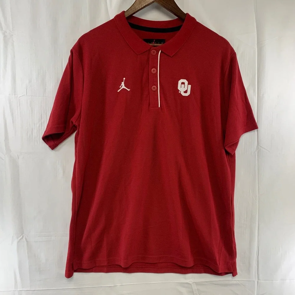 Jordan Polo Shirt Mens Medium Red Oklahoma Sooners OU‎ Jumpman CN9869-698